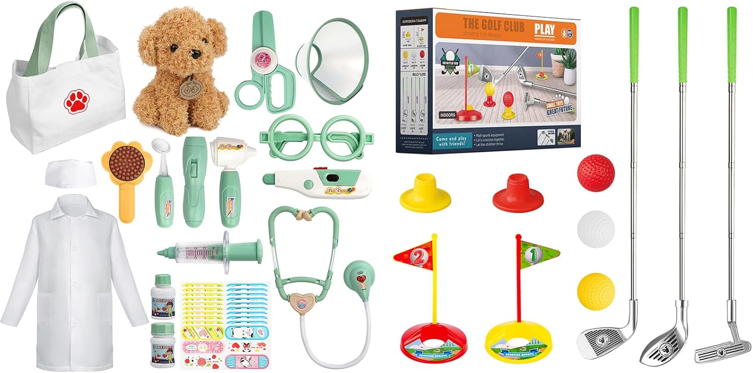 Liberry Toddler Toys for 3 4 5 Years Old Boys Girls Christmas Birthday Gift, Pretend Doctor Kit and Kids Golf Clubs