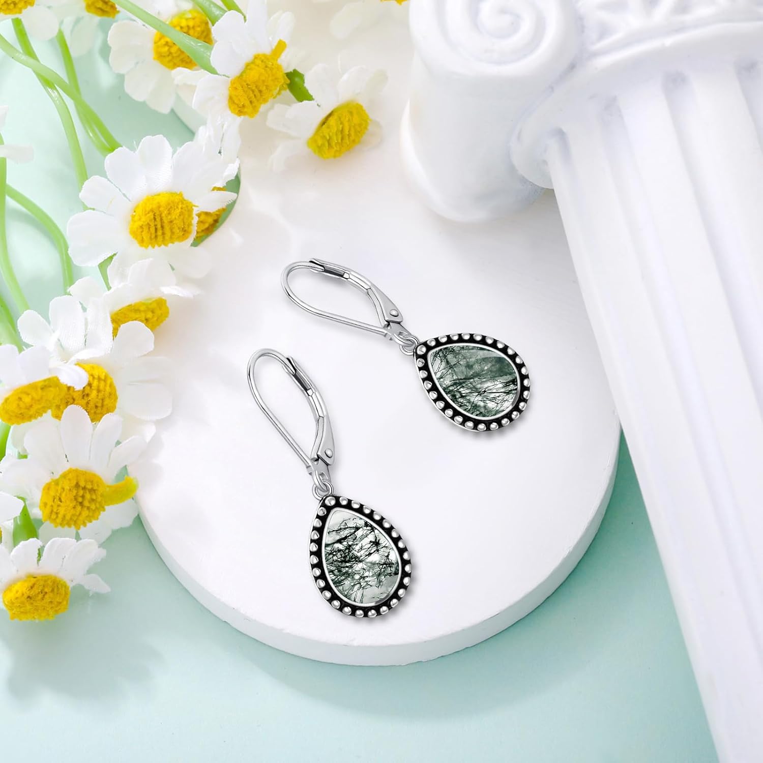 925 Sterling Silver Vintage Teardrop Dangle Drop Leverback Earrings for Women Hypoallergenic - Image 3