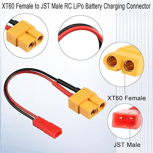 Miniatura 3 de QIANRENON XT60 hembra a JST macho RC LiPo Conector de carga de batería Convertidor 22AWG JST Plug a XT60 Socket ESC Cable adaptador para baterías