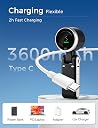 MERTTURM® Handheld Portable Fan, Mini Personal Foldable Small Hand Fan with LED Display, 5 Speeds Adjustable 3600mAh USB Rechargeable Powerful Cooling Turbo Desk Fan for Travel/Outdoor/Home/Office gallery image