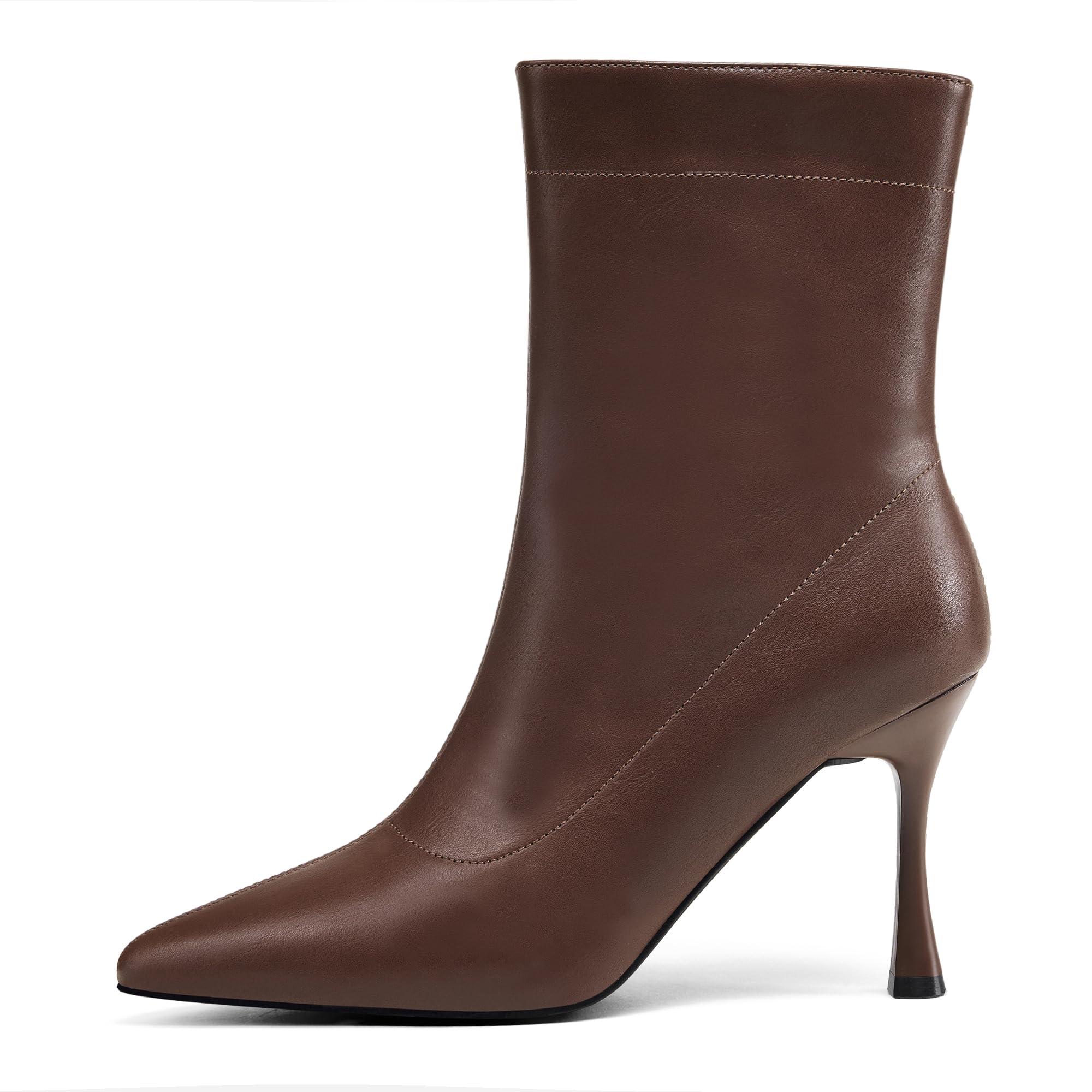 Damskie botki 9 cm szpiczasty nosek - średni obcas szpilki buty robocze dla kobiet modne krótkie buty czarne 8