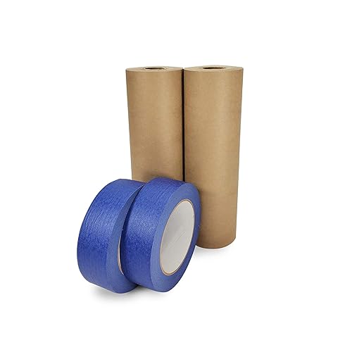 Miniatura 7 de IDL Packaging Rollo de papel de enmascaramiento marrón de 12 pulgadas x 60 yardas para cubrir el área (caja de 12)  Papel de pintura de