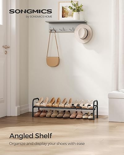 Miniatura 5 de SONGMICS Zapatero expandible, estante de zapatos de 1 nivel, organizador de zapatos ajustable para 10 pares de zapatos, zapatero de pie libre de