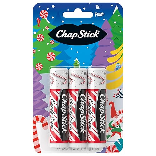 ChapStick Candy Cane Peppermint, tubo de bálsamo labial, hidratante para el cuidado labial, 0.15 onzas (paquete de 3)