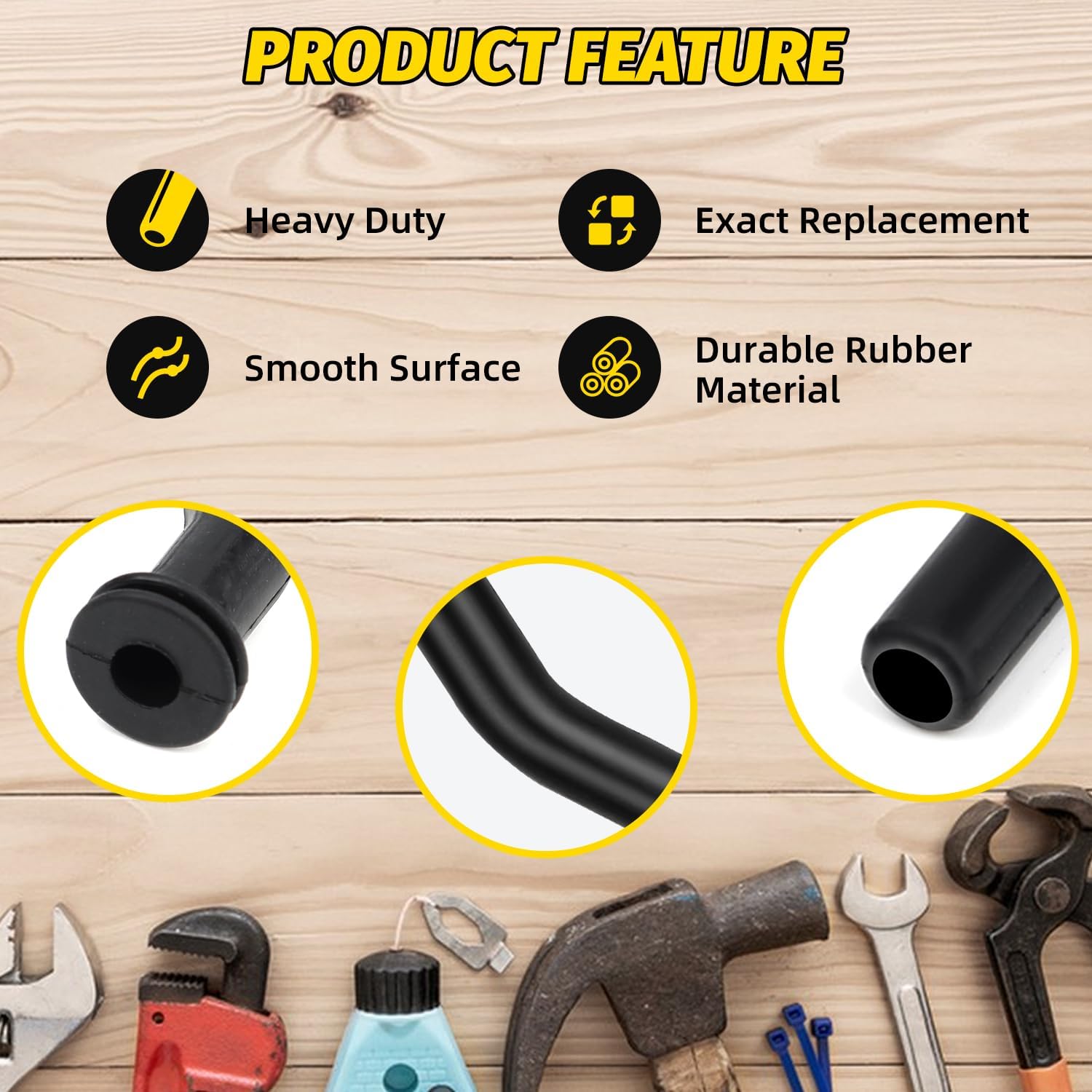 4 Pack 596163 Vacuum Hose, 3 Inch Durable Rubber Vacuum Hoses Compatible with Select Small Gasoline Engines Replacement Part 593998, 797408