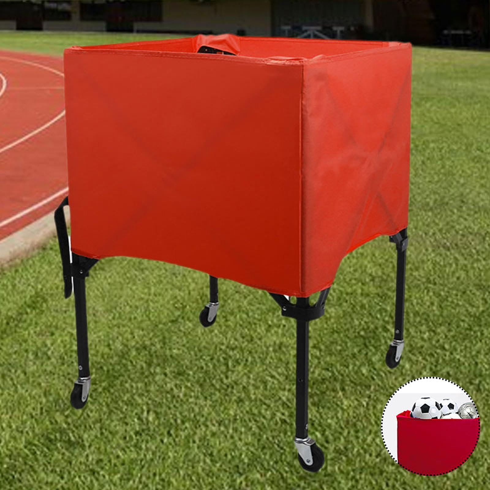 Carrello per palloni Sportivi con Borsa portaoggetti Pratico Supporto per palloni Contenitore per palloni Carrello da pallavolo con Ruote Pieghevole