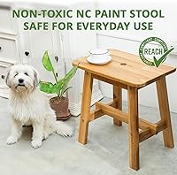 Vista 6 de BEEFURNI Taburete de madera de acacia rectangular, pequeño banco con asiento, taburete de 18 pulgadas, banco de tocador de madera para baño, soporte