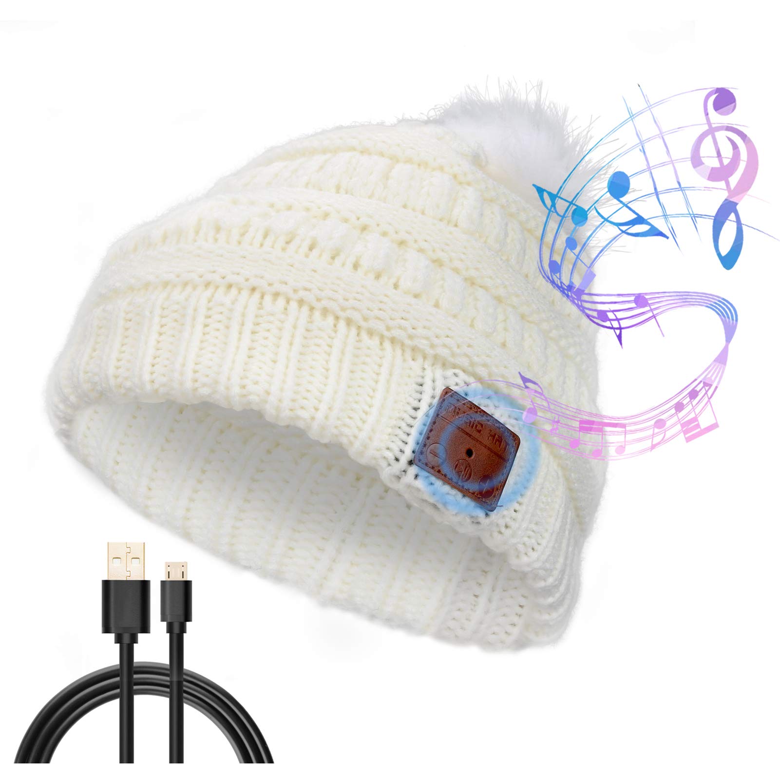 Cappello Invernale Con Bluetooth E Luci LED - Berretto Wireless V5.0 Con Torcia Frontale, Guanti Touchscreen Inclusi, Ricaricabile USB, Per Corsa, Sci, Trekking Uomo/Donna