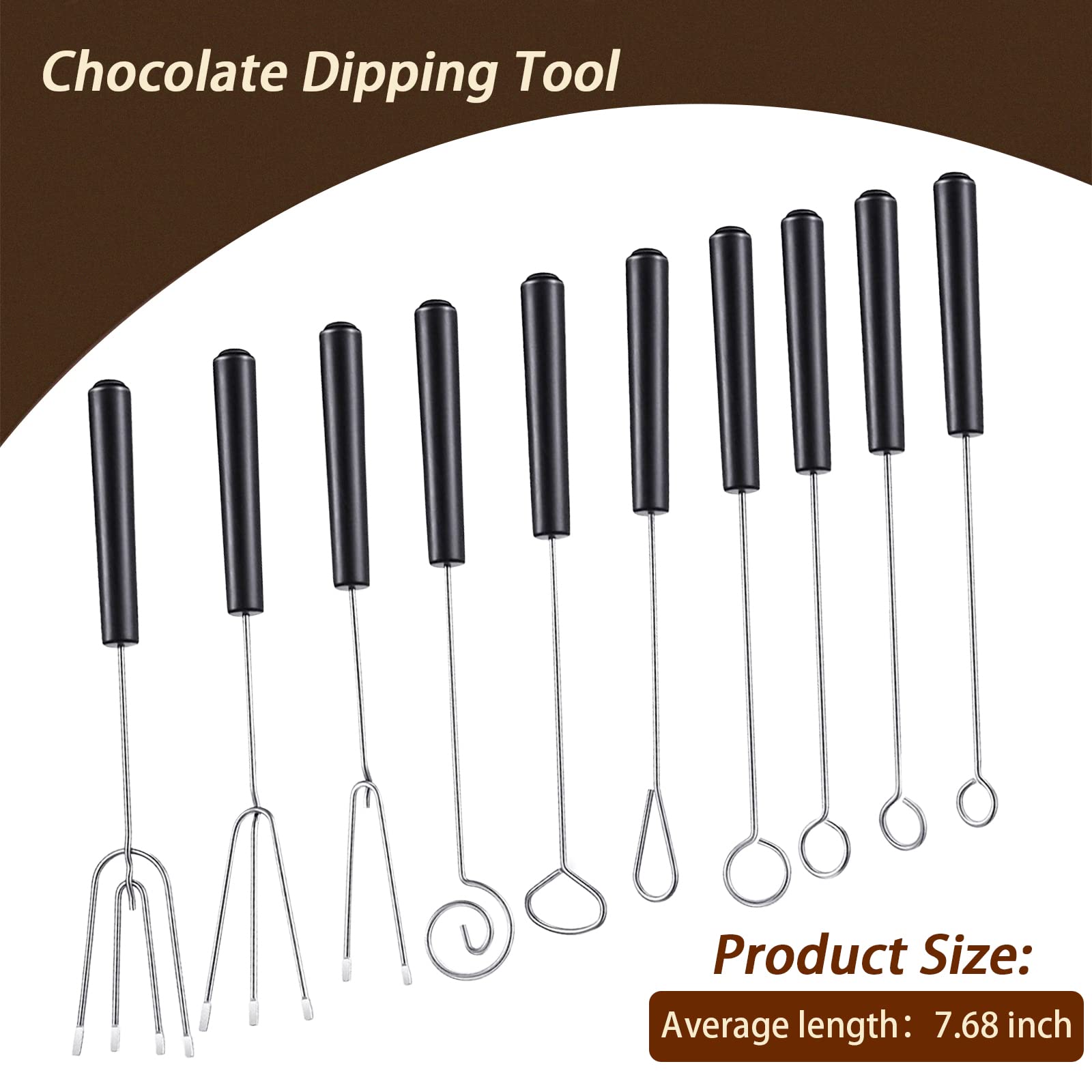 Set 10 Forchette Per Immersione Cioccolato - Utensili In Acciaio Inox Per Decorare Dolci, Frutta E Fonduta | Accessorio Chef E Fai Da Te - Foto 2