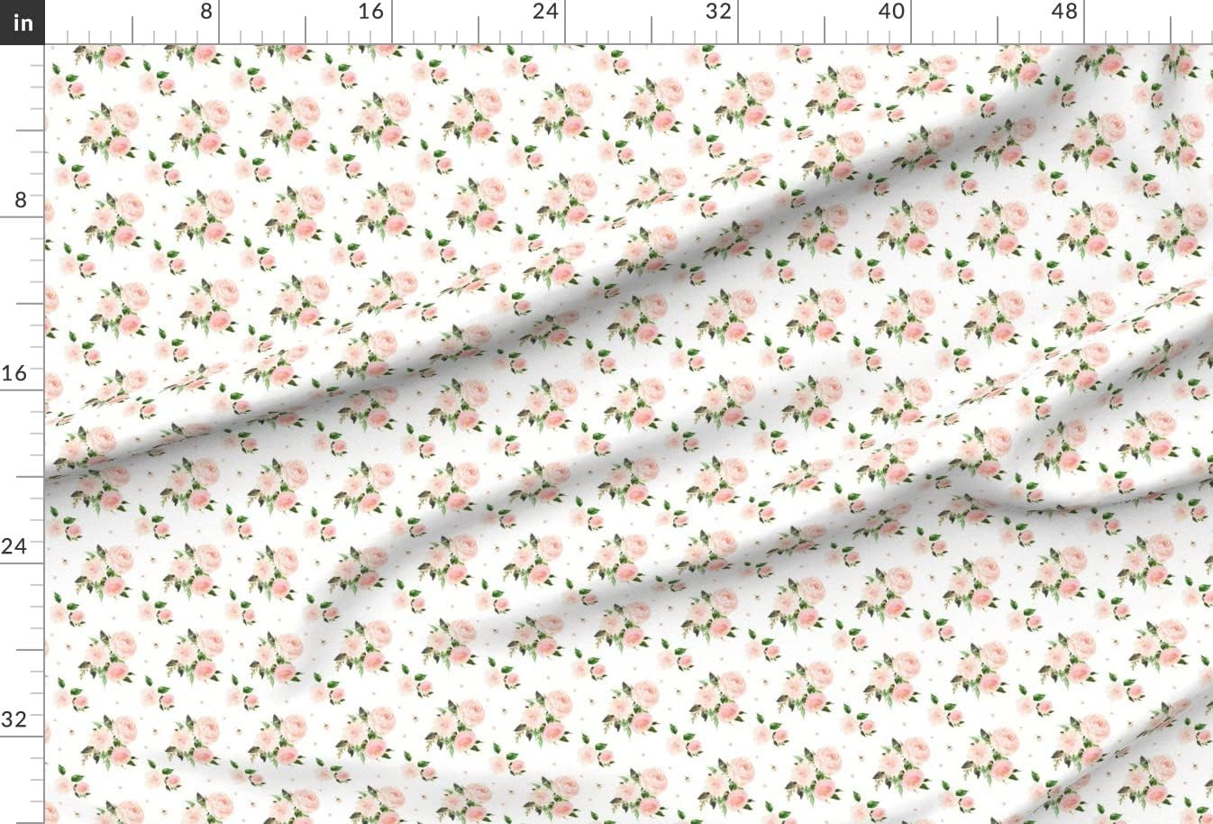 Spoonflower Fabric - Floral Swan Mix & Match Print Nursery Flowers Roses Pink Girl Large Printed on Chiffon Fabric by The Yard - Sewing Fashion Apparel Dresses Home Decor