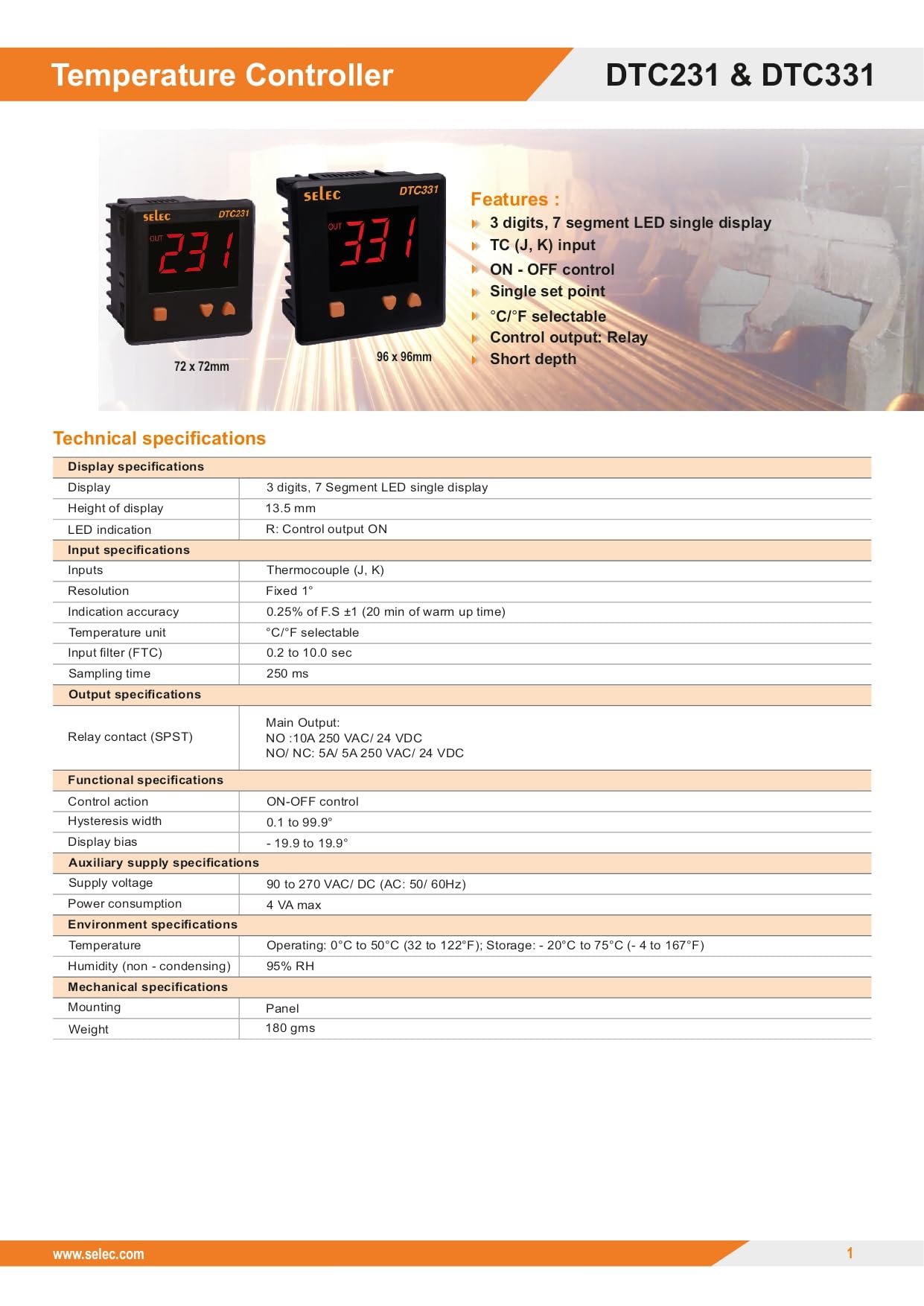 3 Digit Single Display Temperature Controller SELEC DTC331 1