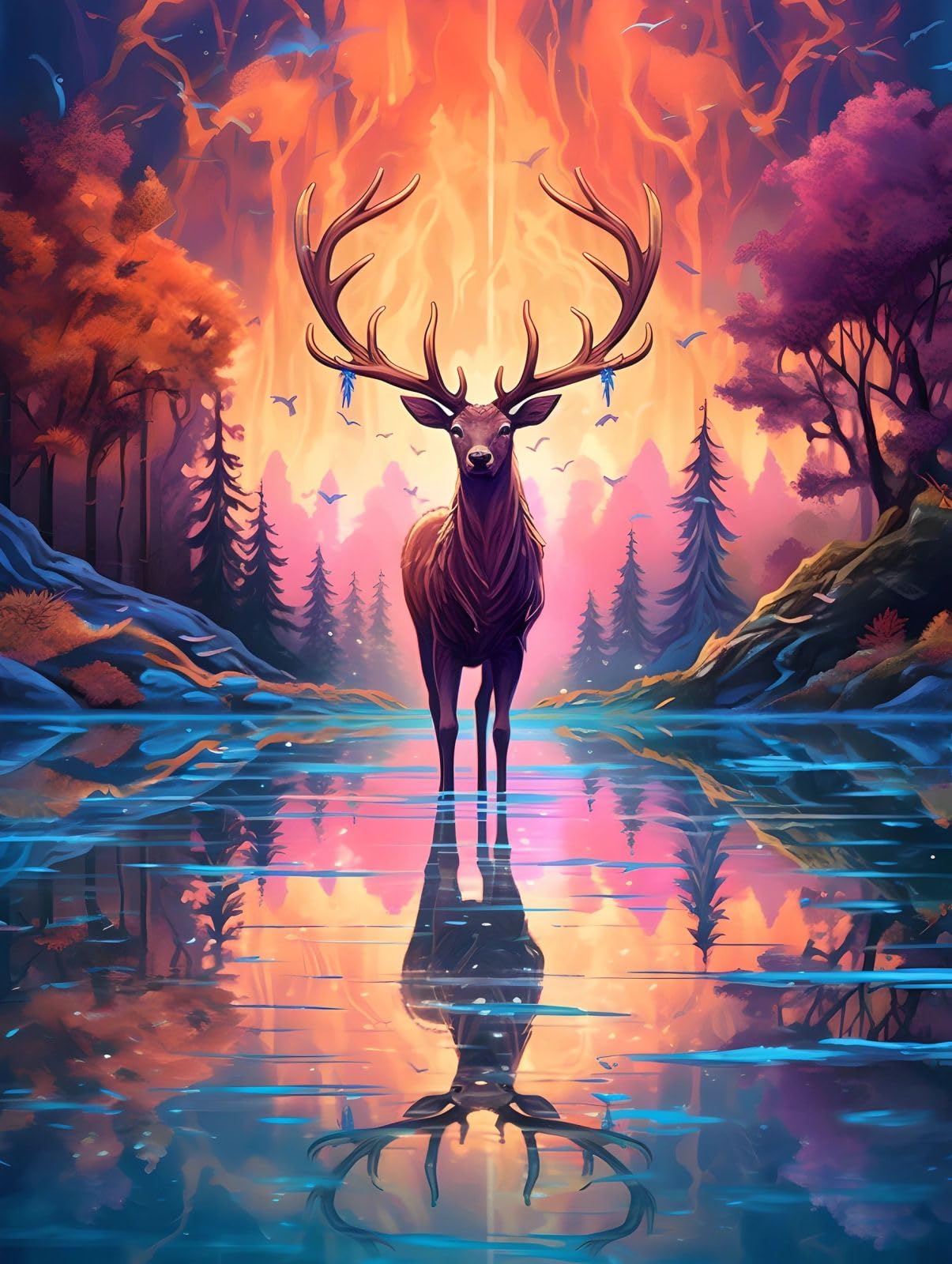 Kreuzstich-Set 'Hirsch' – Vorgedruckt Auf 11 Ct Stoff, 40x40 Cm, Inkl. Garn & Nadel