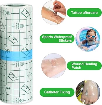 Rayyl Second Skin Tattoo 3 Rolls (5CM/10CM/15CM x 2M) Waterproof Tattoo Aftercare Bandage Protector Film for Healing and Protection