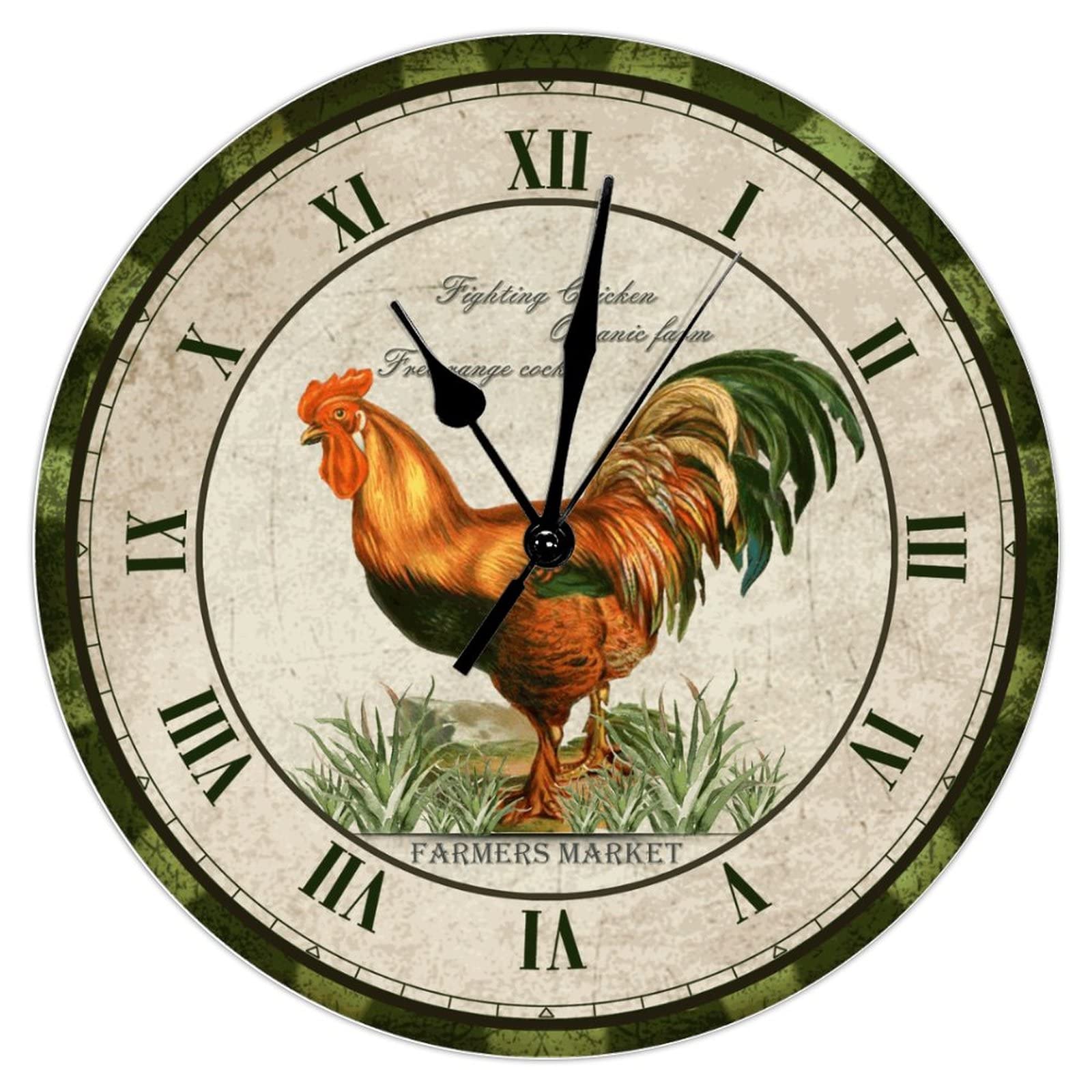 Horloge murale vintage colorée quartz chambre décoration coq