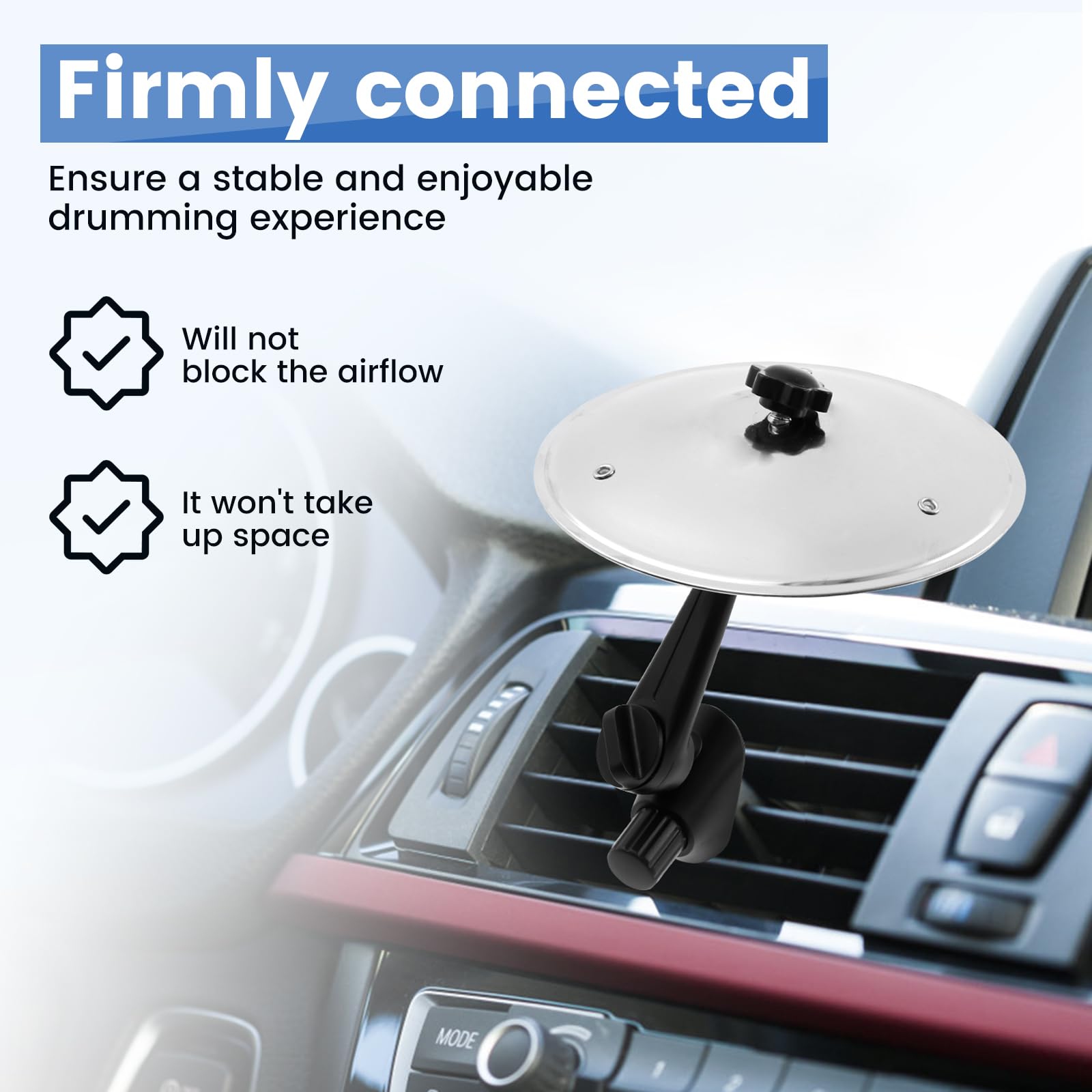 Mini Batteria Da Auto Con Piatti Regolabili – Design Compatto In Lega E ABS Per Cruscotto O Presa D'Aria, Ideale Per Batteristi E Amanti Della Musica