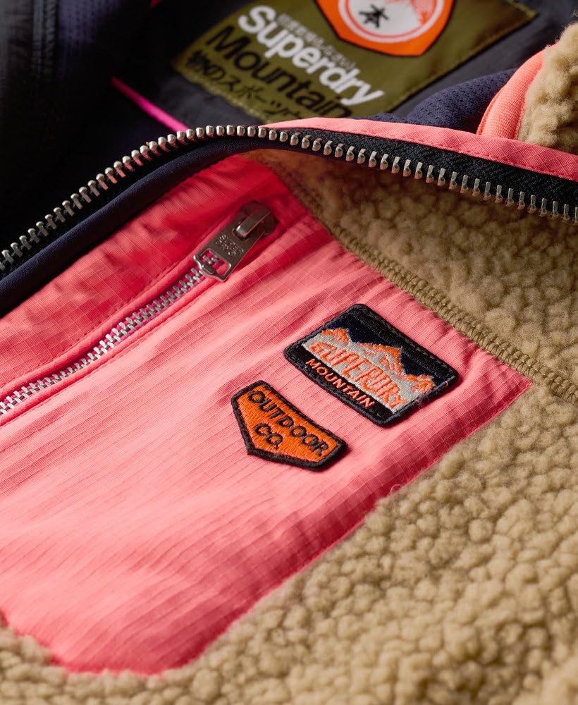 Superdry Damen Vintage Retro Fleecepullover mit halblangem Reißverschluss