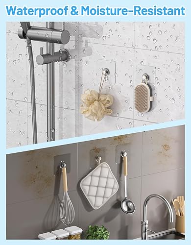 Miniatura 5 de 12 ganchos adhesivos para fotos, 30 libras de carga, ganchos de pared autoadhesivos resistentes para colgar, ganchos de pared impermeables sin