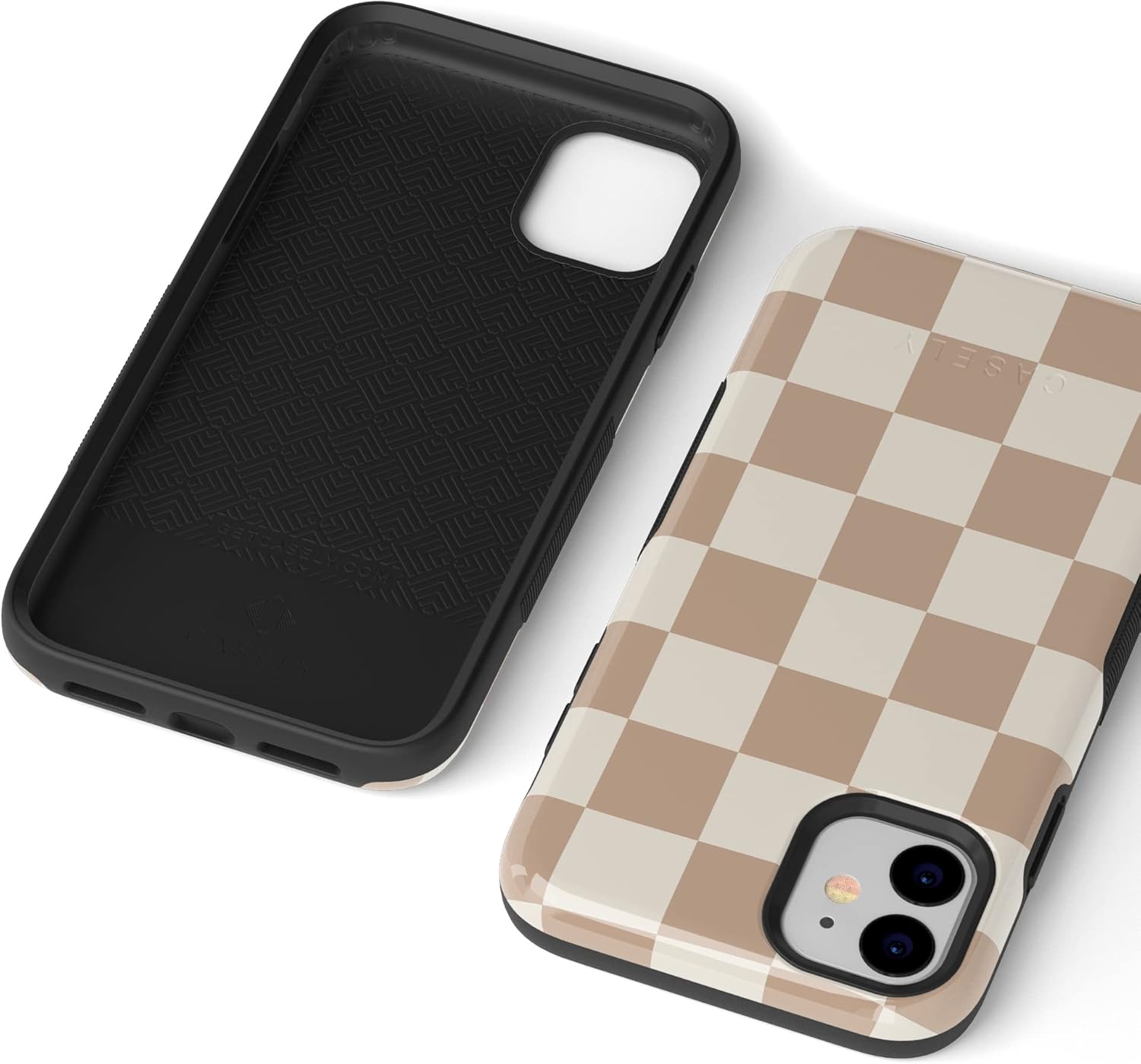 Casely iPhone 11 Case | Fit Check | Neutral Checkerboard | Bold Protective Design