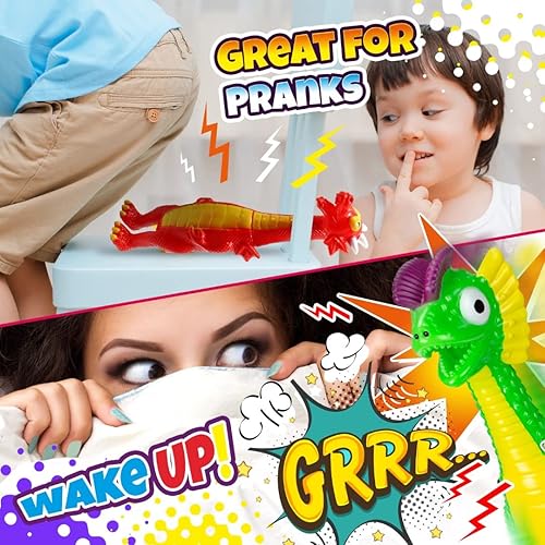 Miniatura 4 de JA-RU Squeeze Me Rubber Funny Chicken Dragons  Dinosaurs Toy Screaming Squawking Loud Sound Noise Large Squeeze Prank Novelty for Kids and Adults