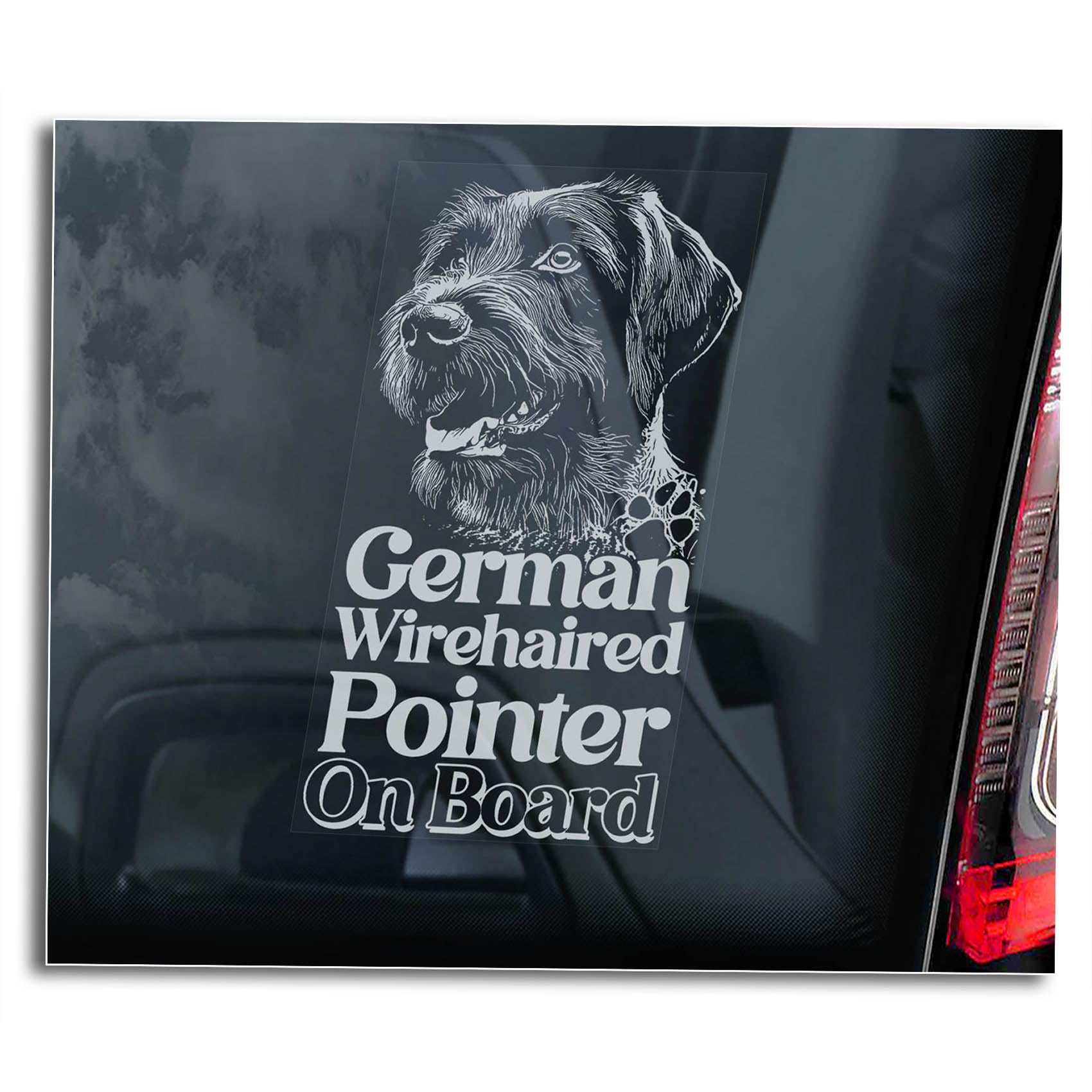 German Wirehaired Pointer Car Window Sticker | Vehicle Security Sign, Pet Dog Owner Gift -V03 (Internal - White Reverse Print)