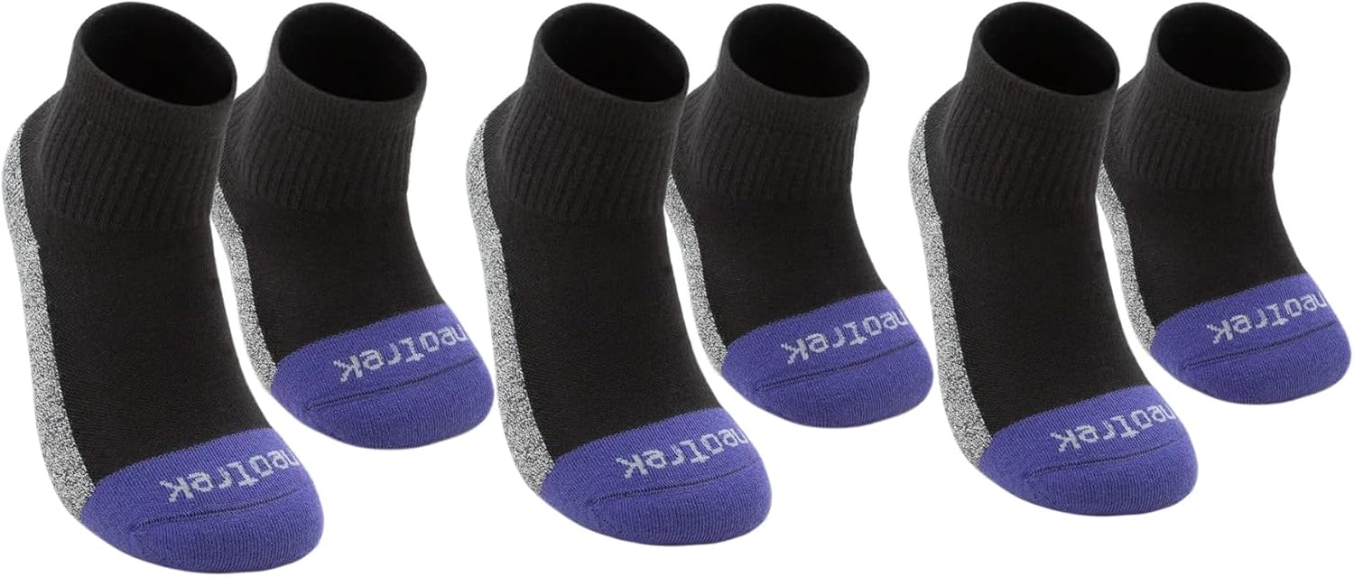 Transmet Qtr Crew Socks: Mixed Pair for Partial-Foot Amputees (3pk) (US, Alpha, Small, Medium, Regular, Regular, Black)