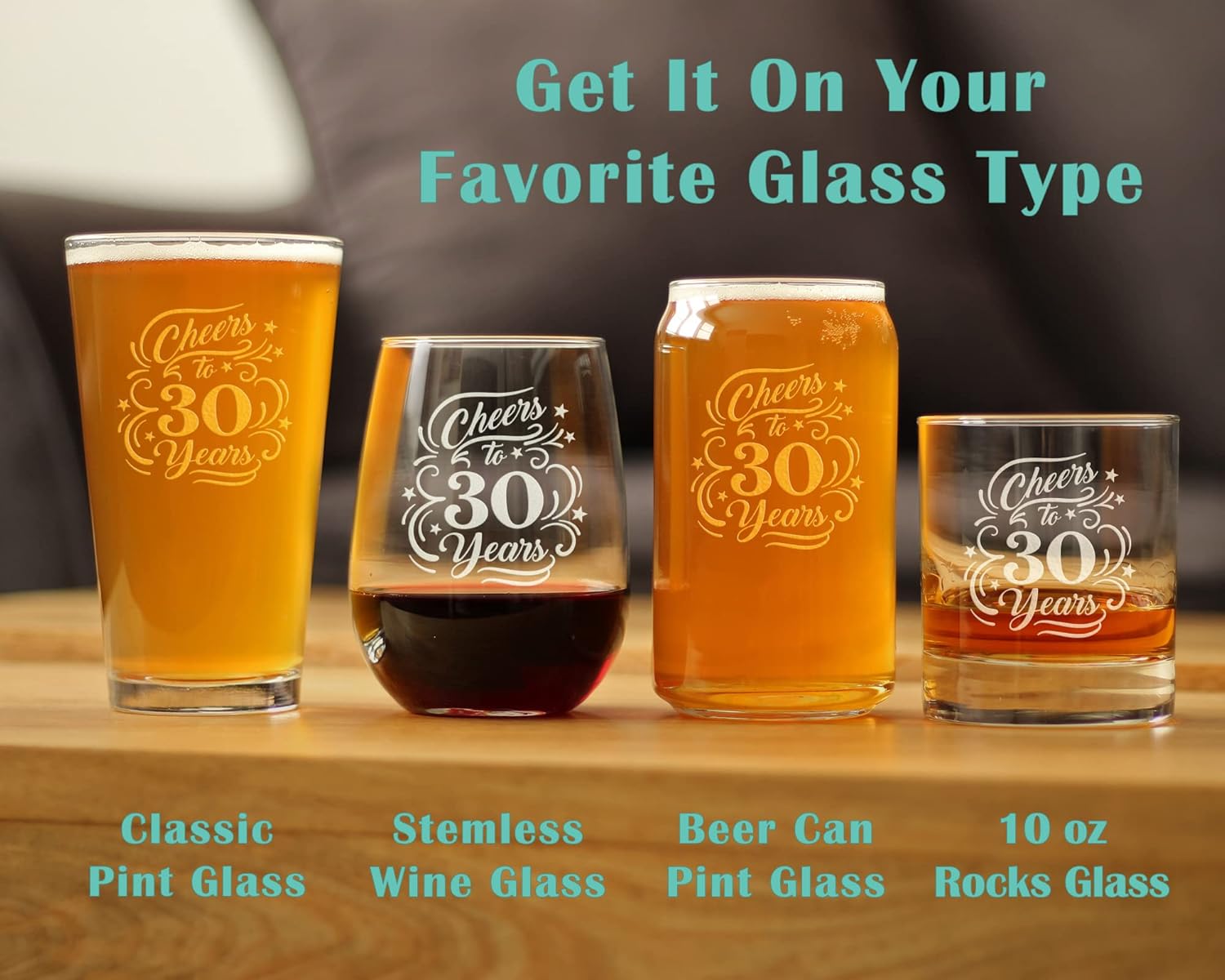 Bevvee Cheers to 30 Years - Pint Glass for Beer - Gifts for Women & Men - 30th Anniversary Party Decor - 16 Oz Glasses - Image 6