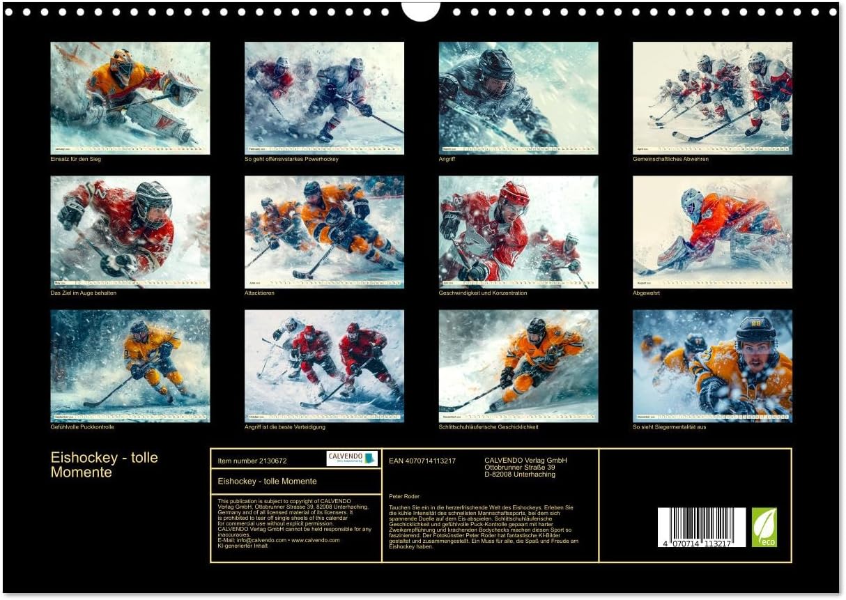 Eishockey - tolle Momente, US-Version (Wall Calendar 2026 DIN A3 Landscape), CALVENDO 12 Month Wall Calendar