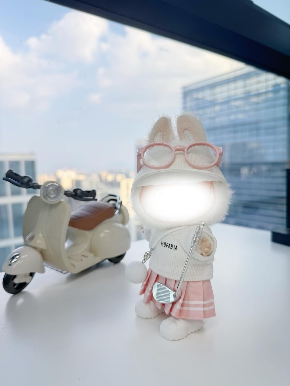 Clothes for 17cm Doll, 7 Pcs Set Doll's Clothes Golf Sports Outfits, Luxury Shirt Skirt Dress Hat Glasses Shoes, Stylish Adorable Dolls Clothes Accessories (No Doll) (Golf Pink)
