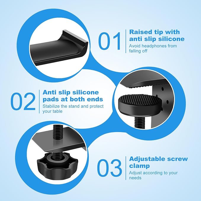 Soporte plegable de aluminio para auriculares negro miniatura 4