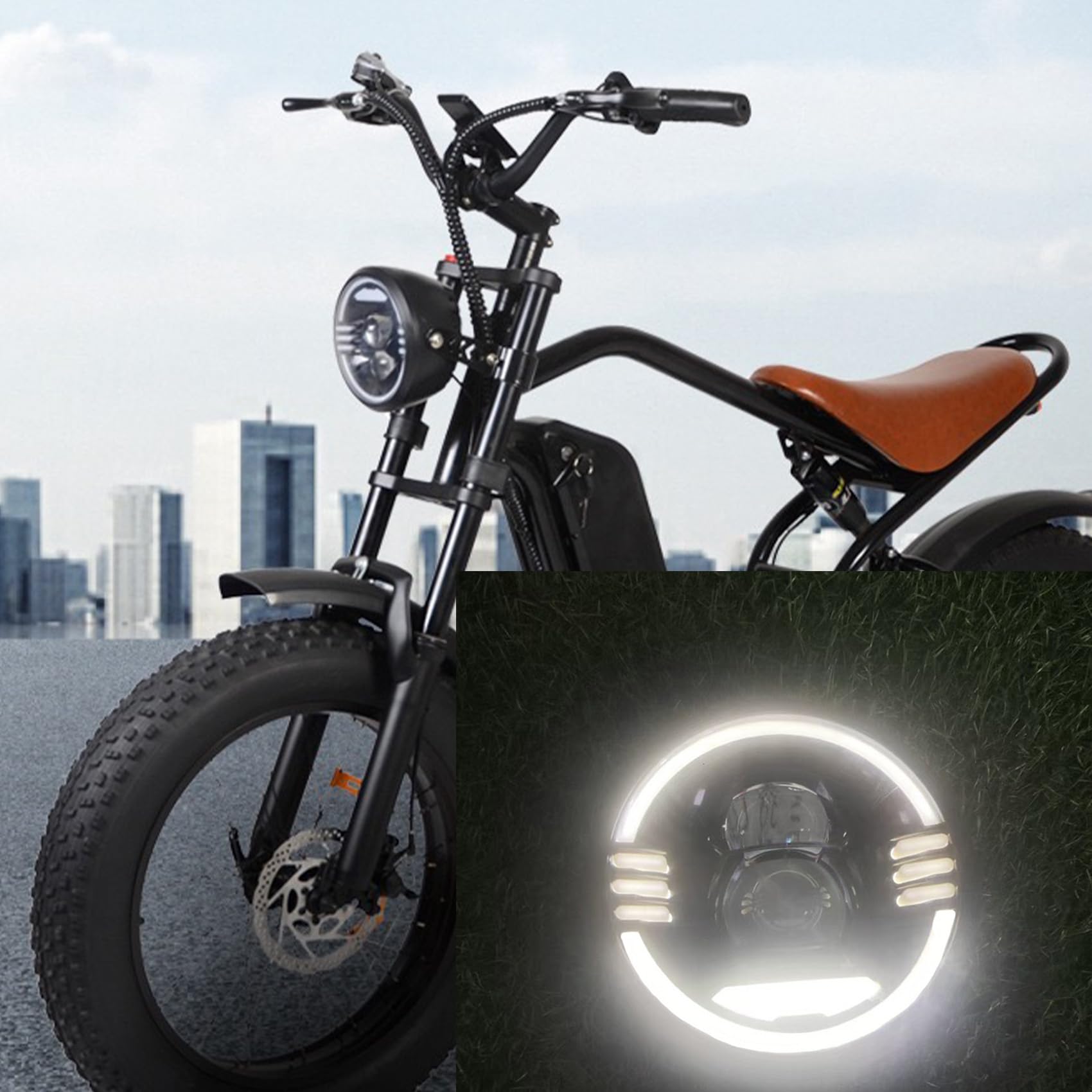 Amazon | 3ピンオスコネクタ付き電動自転車用LEDヘッドライト 48V/60V