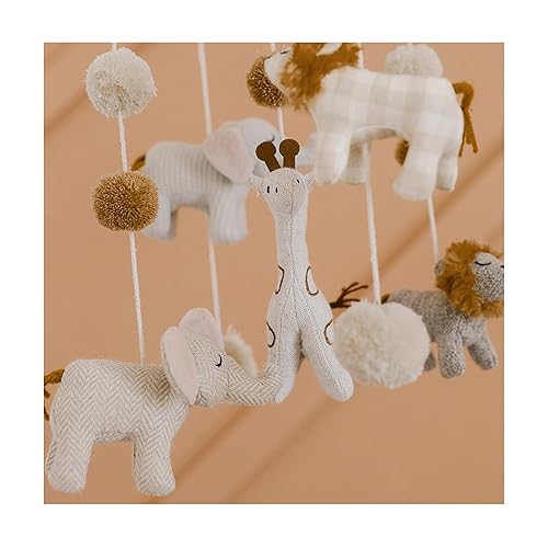Vista 5 de Crane Baby Decoración colgante de techo de safari para guardería, decoración bohemia de animales de la selva para bebés, grúa y bebé, decoración