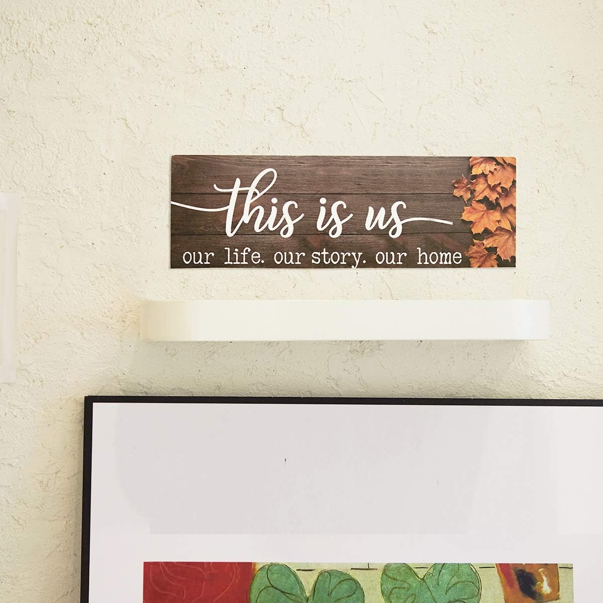 This is Us Wall Decor Rustic Wood Home Decor Sign Maple Leaf Art Farmhouse Family Wooden Sign Decoration for Living Room Bedroom