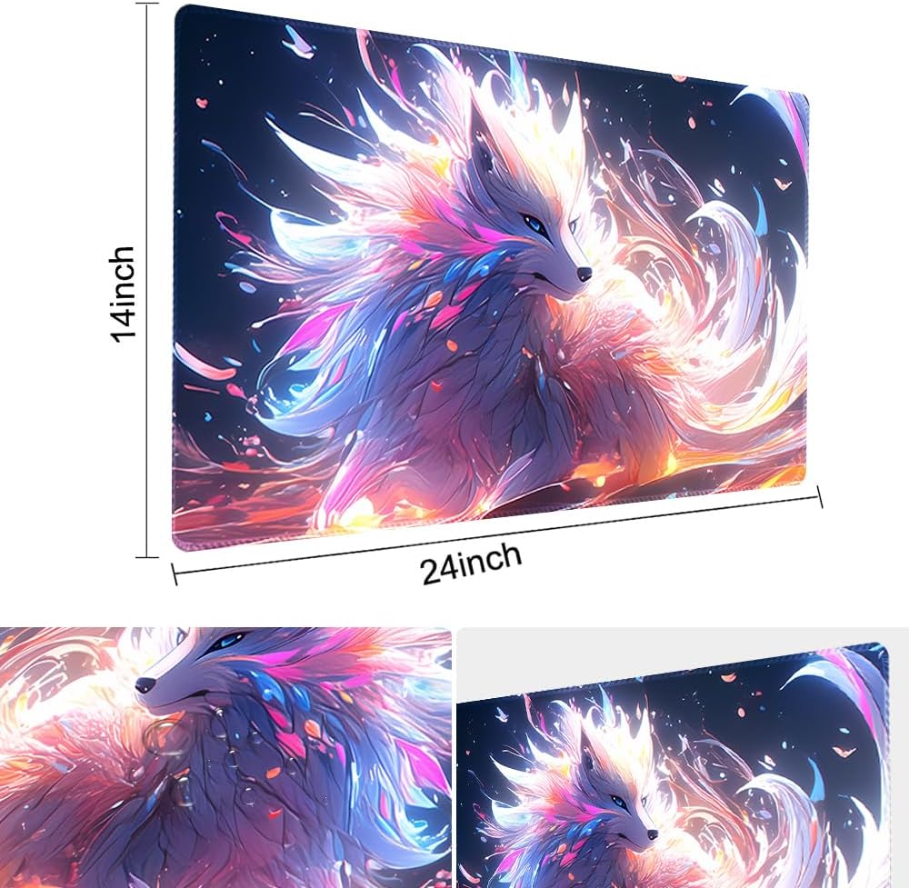 Board Game 14x24in TCG Playmat Compatible for OCG CCG RPG MTG Playmats,Mouse pad Desk Mats (Nine Tailed Fox 1)