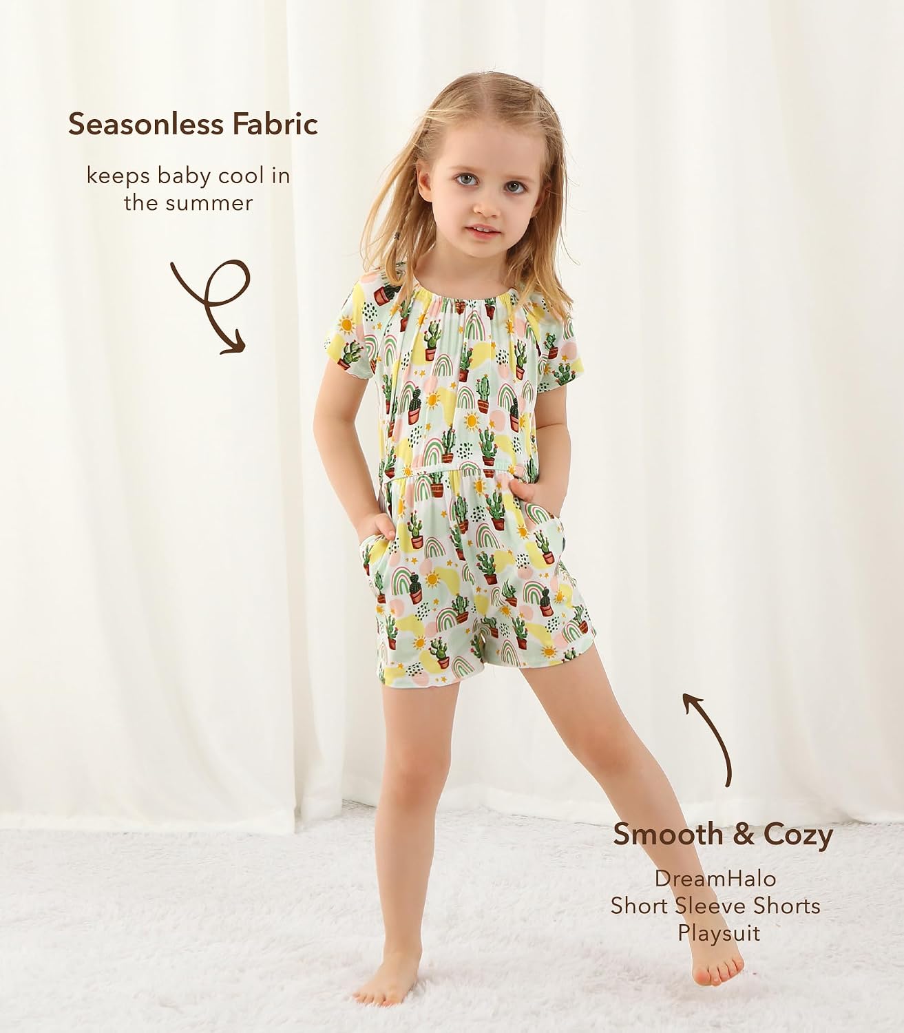 Toddler Girls Jumpsuit Cute Shorts Playsuit Toddlers Playwear Viscose from Bamboo One Piece Outfits 2-5T