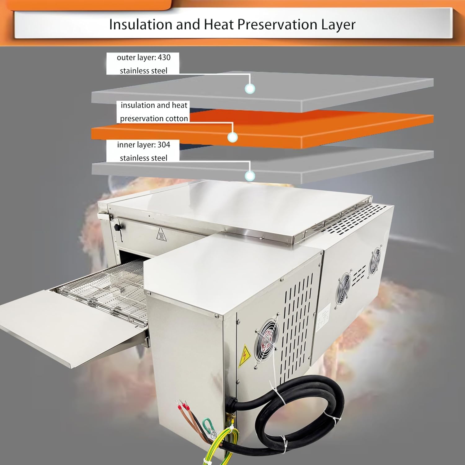 INTSUPERMAI Commercial 18" Conveyor Pizza Oven with Reversible Chain & Digital Control - 9kW Stainless Steel Multi-Purpose Baking Oven for Pizzerias, Bakeries, 220V Three-phase electricity