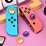 DLseego 4Pcs Bouchons de poignée pour commutateur Nintendo, Bouchons en silicone doux pour contrôleurs Bouton Joy Con Lite & OLED-Orange Violet