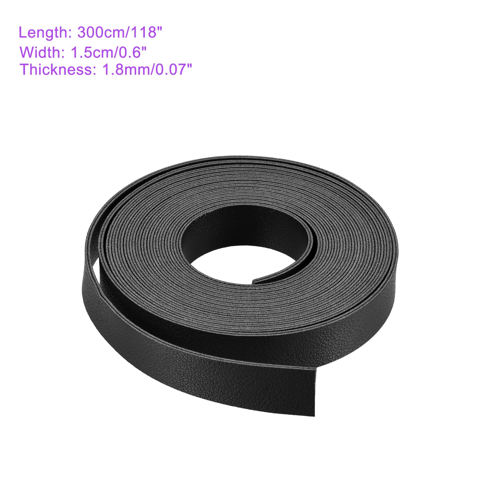 DMiotech 1 Pack 118 Inch 0.6 Inch Faux Leather Strip, Leather Strap Black for DIY Crafts Belts, Bags - Image 3