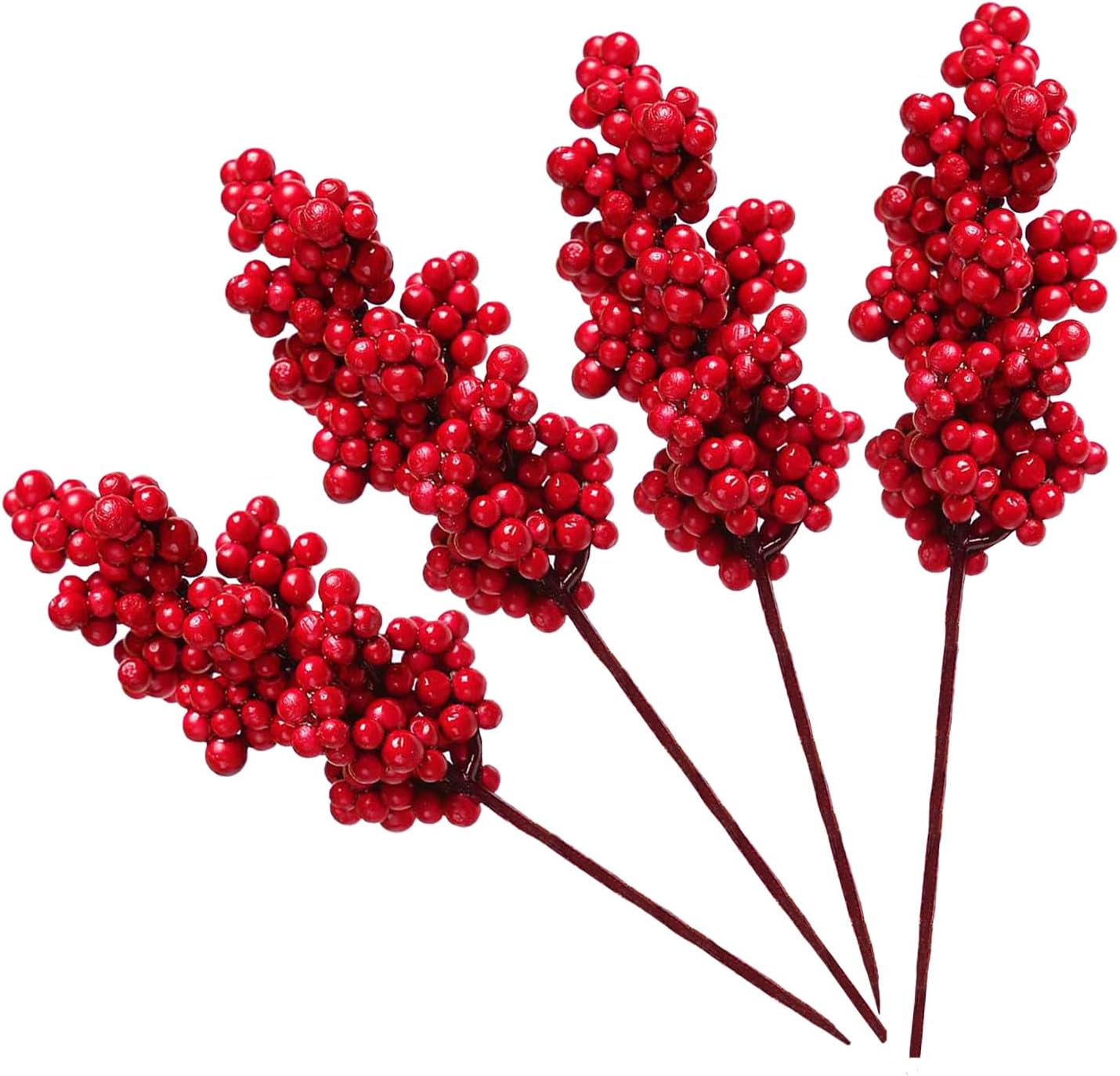 12 bacche rosse artificiali 20 cm, decorazioni Natale