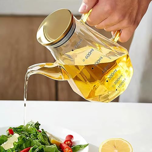 Miniatura 3 de UPKOCH Botella dispensadora de aceite para freír, botella de aceite de vidrio con asa y tapa, dispensador de aceite y vinagre, contenedor de líquido