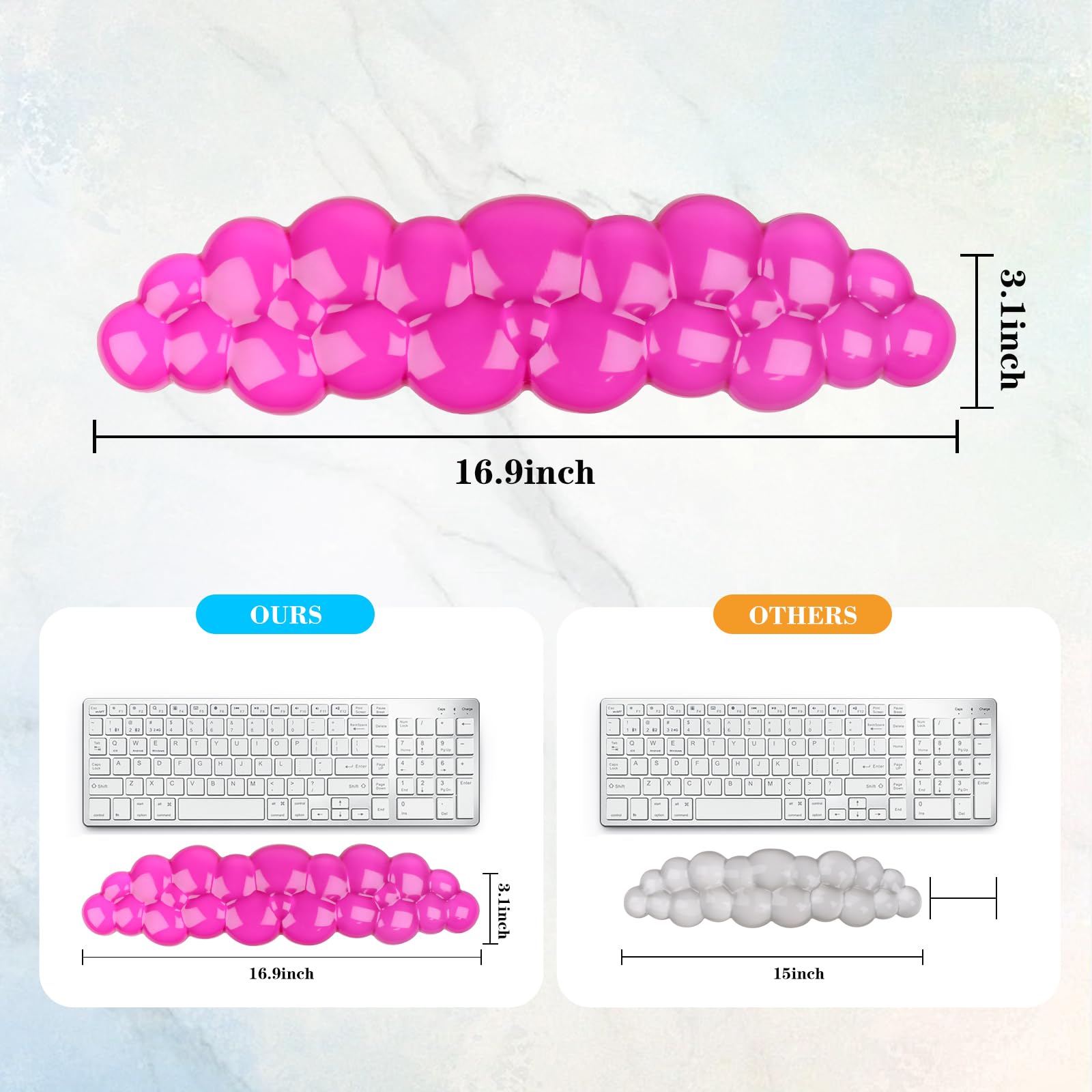Repose-poignet en gel en forme de nuage pour clavier, joli support de poignet et repose-bras pour clavier pour soulager la douleur, convient pour le bureau/ordinateur/ordinateur portable/jeux