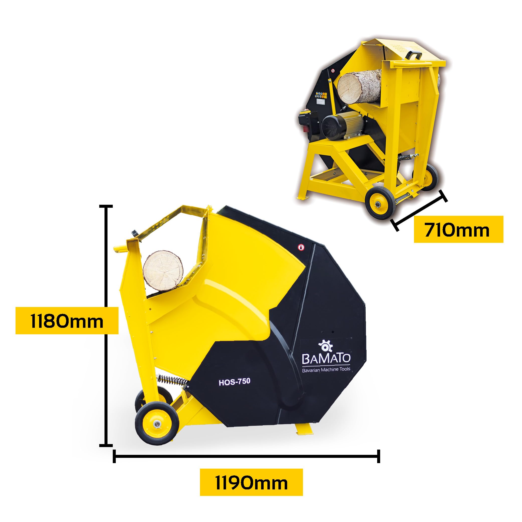 BAMATO Wippkreissäge HOS-750 | mit 700mm HM-Sägeblatt 64 Z | 400V Elektromotor | 5 kW Motorleistung | max. 1000mm Schnittlänge | max. Durchmesser 250mm | Wippsäge Brennholzsäge