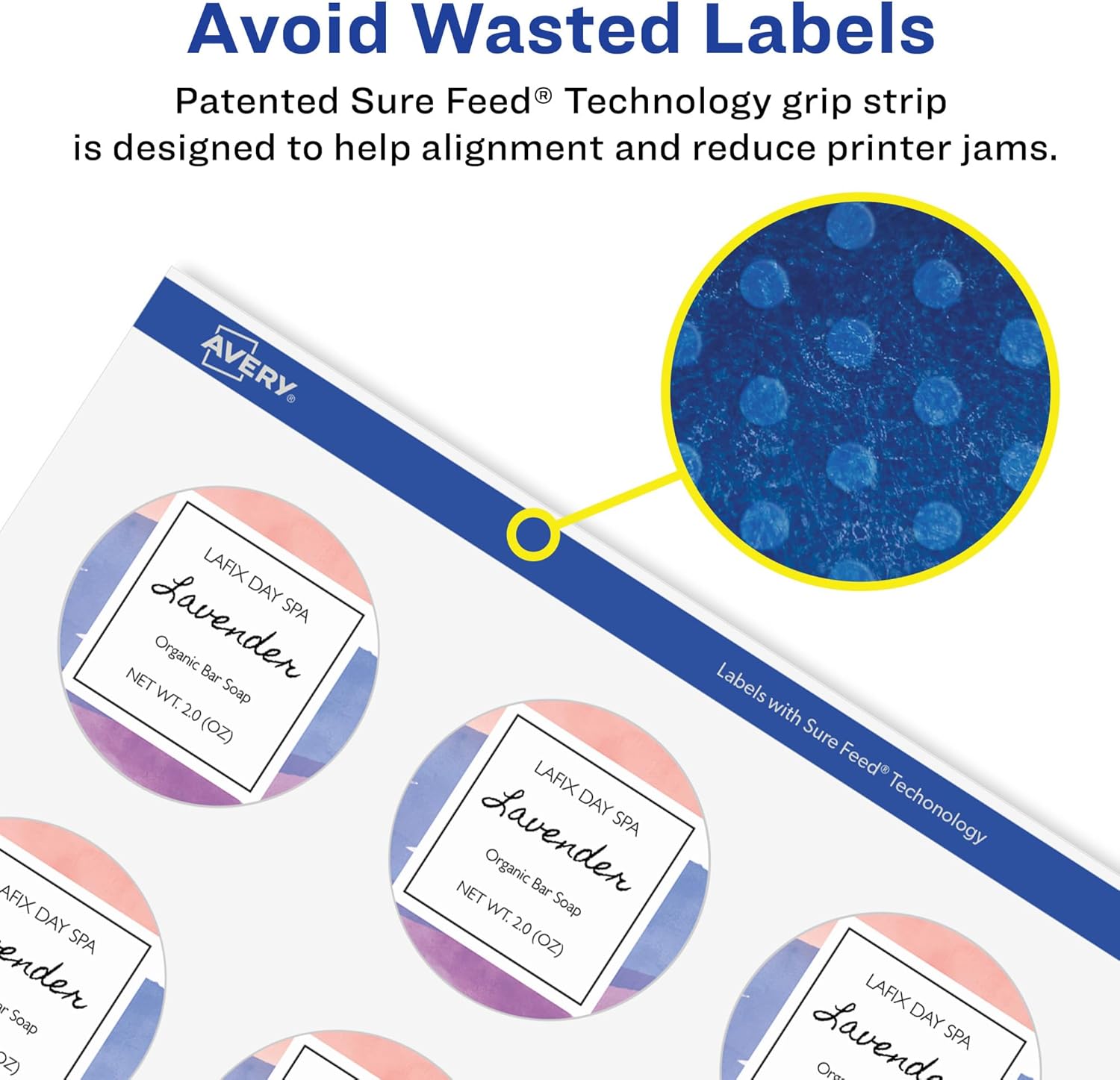 Avery Glossy Clear Round Labels, Sure Feed Technology, 2.25" Diameter, 1,200 Glossy Clear Labels, Print-to-The-Edge, Laser/Inkjet Printable