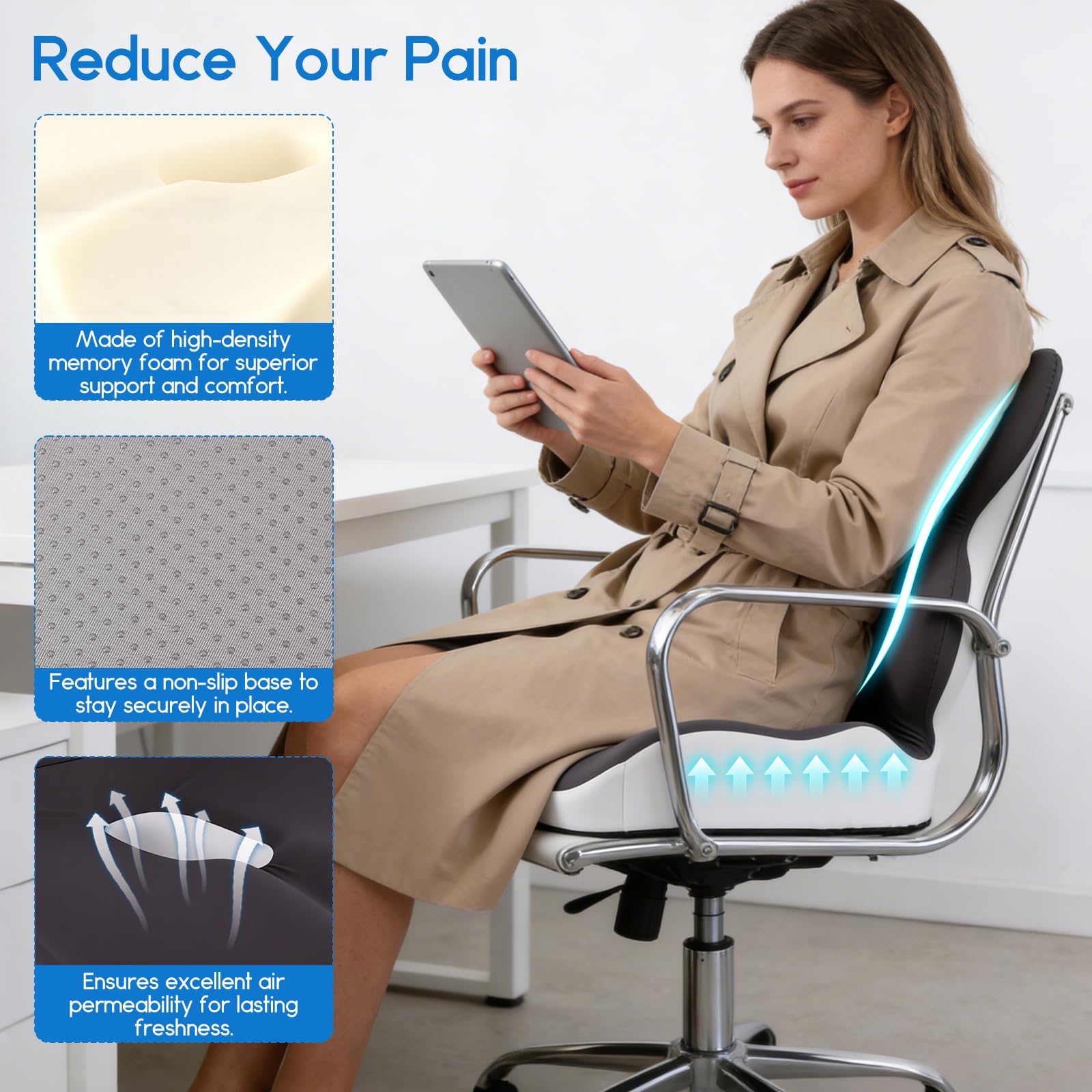 Coussins de siège arrière en mousse à mémoire de forme