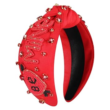 Valentines Day Headband for Women Rhinestone Heart Headbands Red Pink Crystal Knotted Headband Valentines Day Hair Accessories Gifts Be Mine
