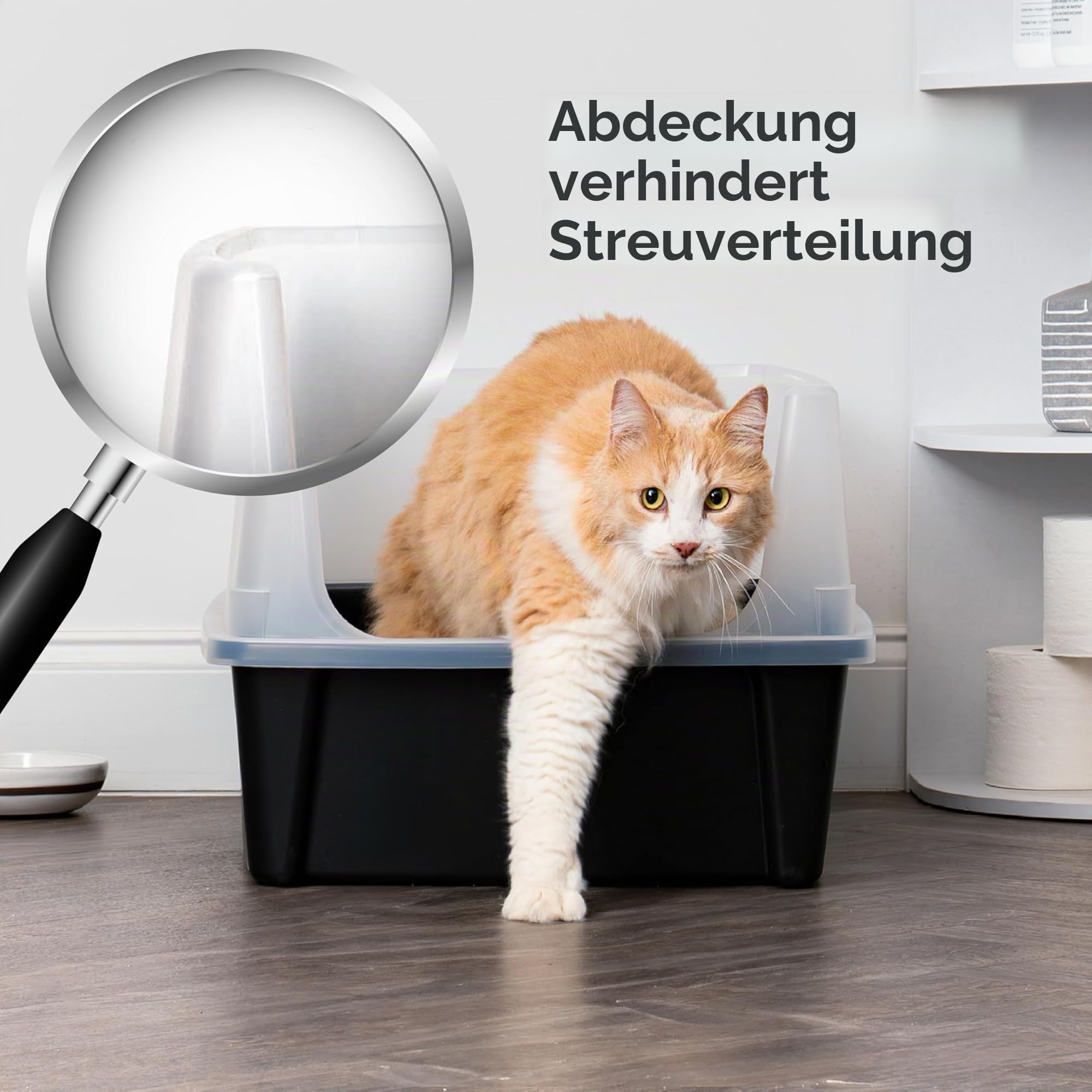 Iris Ohyama, XXL Katzenklo, Katzentoilette Hoher Rand, Schwarz, Großes Katzenklo, Abnehmbare Ränder, Auslaufschutz, Einfache Reinigung, Für Große Katzen, Zwei Katzen, Maine Coon, BPA-frei – CLH-XL