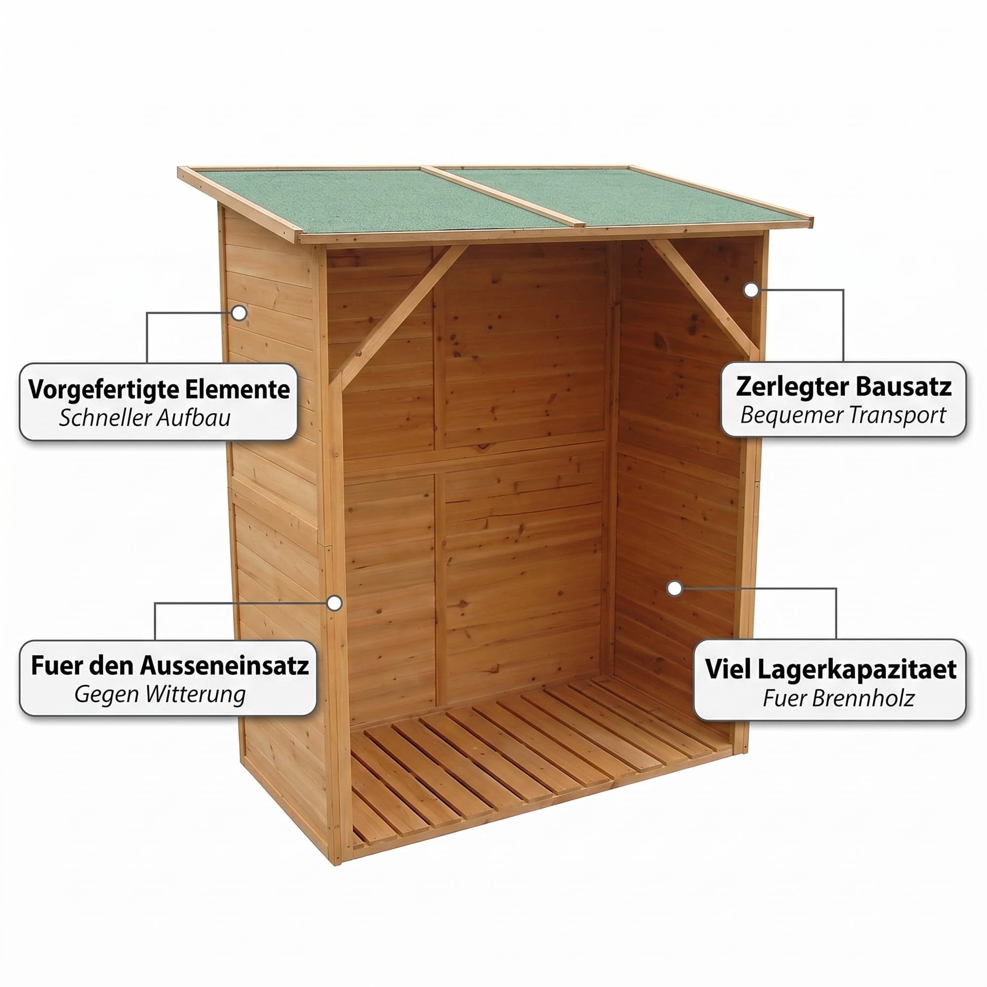 Mucola Kaminholzregal Brennholzregal mit Rückwand 160x134x75 cm Holz Braun | Stapelhilfe für Feuerholz und Scheite, schützt vor Regen, Schnee und Feuchtigkeit, großes Fassungsvermögen, stabil