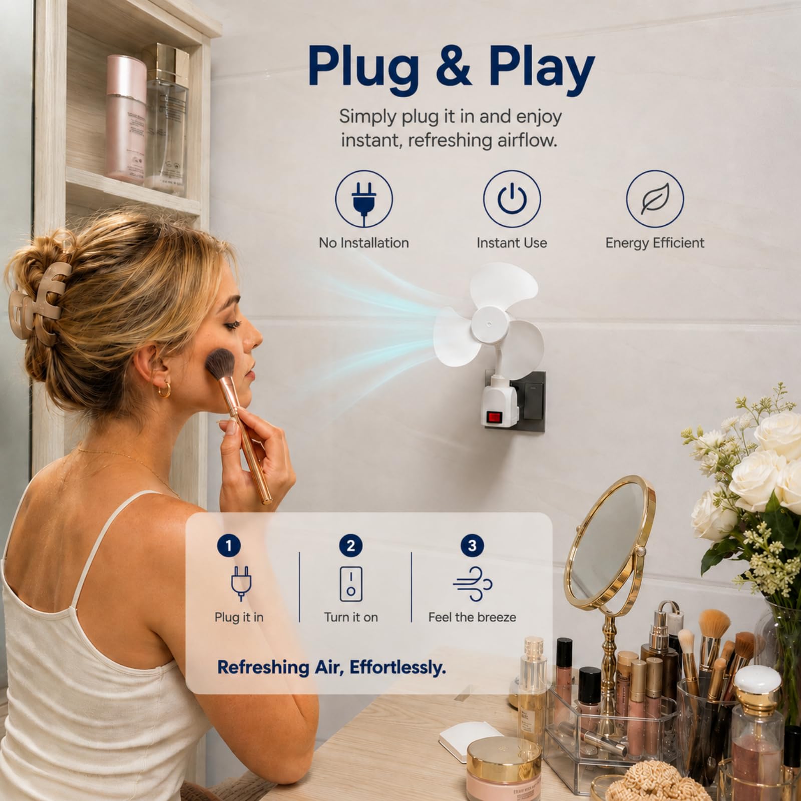 Kit di ventilatore con presa E27 con adattatore di presa, mini ventilatore elettrico silenzioso con collo d'oca flessibile, base per lampadina e risparmio energetico, ventilatore da scrivania