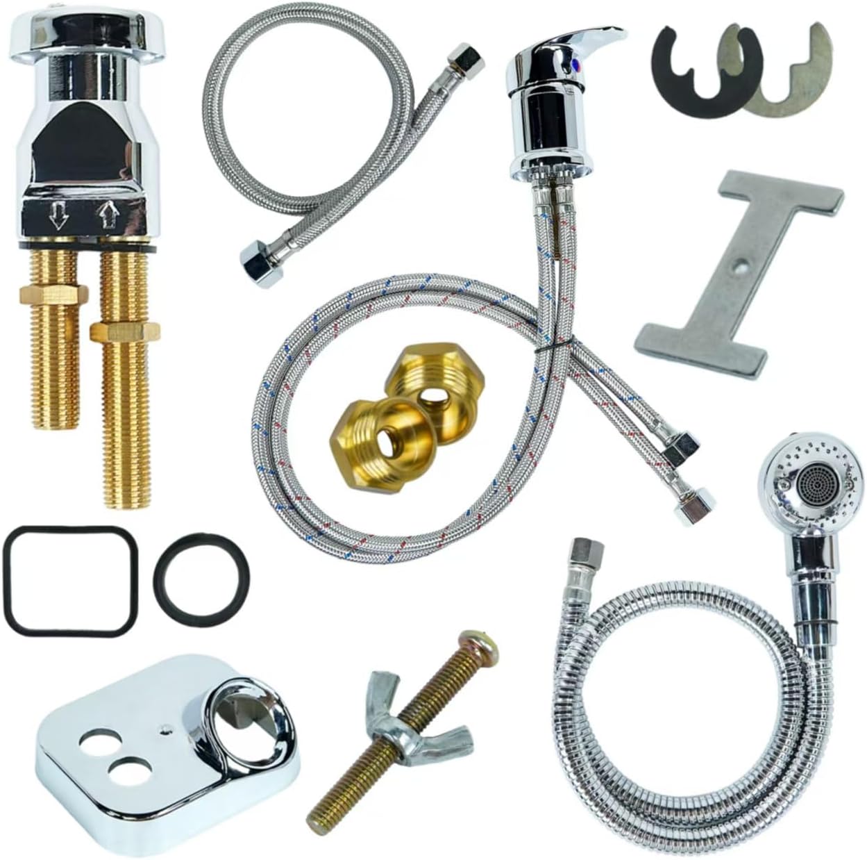 Salon Bowl Faucet Salon Shampoo Bowl Replacement Kit Vacuum Breaker Kit Shampoo Bowl Hose and Sprayer for Barber, Salon, Home