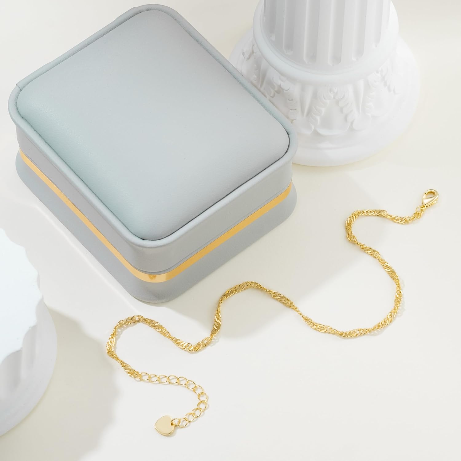 14K Gold Anklets for Women Gold Ankle Bracelet for Women Singapore Chain Mimics Gentle Ripples Singapore Ankle Bracelets for Womens - Image 6