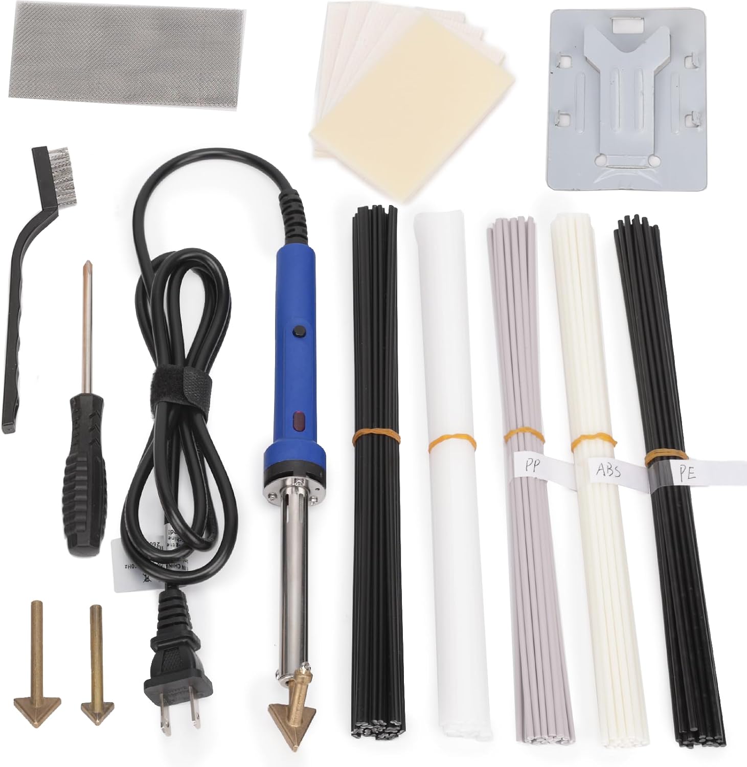 WEP 960-IV V2 Plastic Welder Kit for Car Bumper Plastic Repair with 100 Plastic Rods(PP/PE/ABS), 3 Copper Tips, Steel Mesh, Power Switch, Fix Dashboard, Fuel Tank, Kayak, Toy